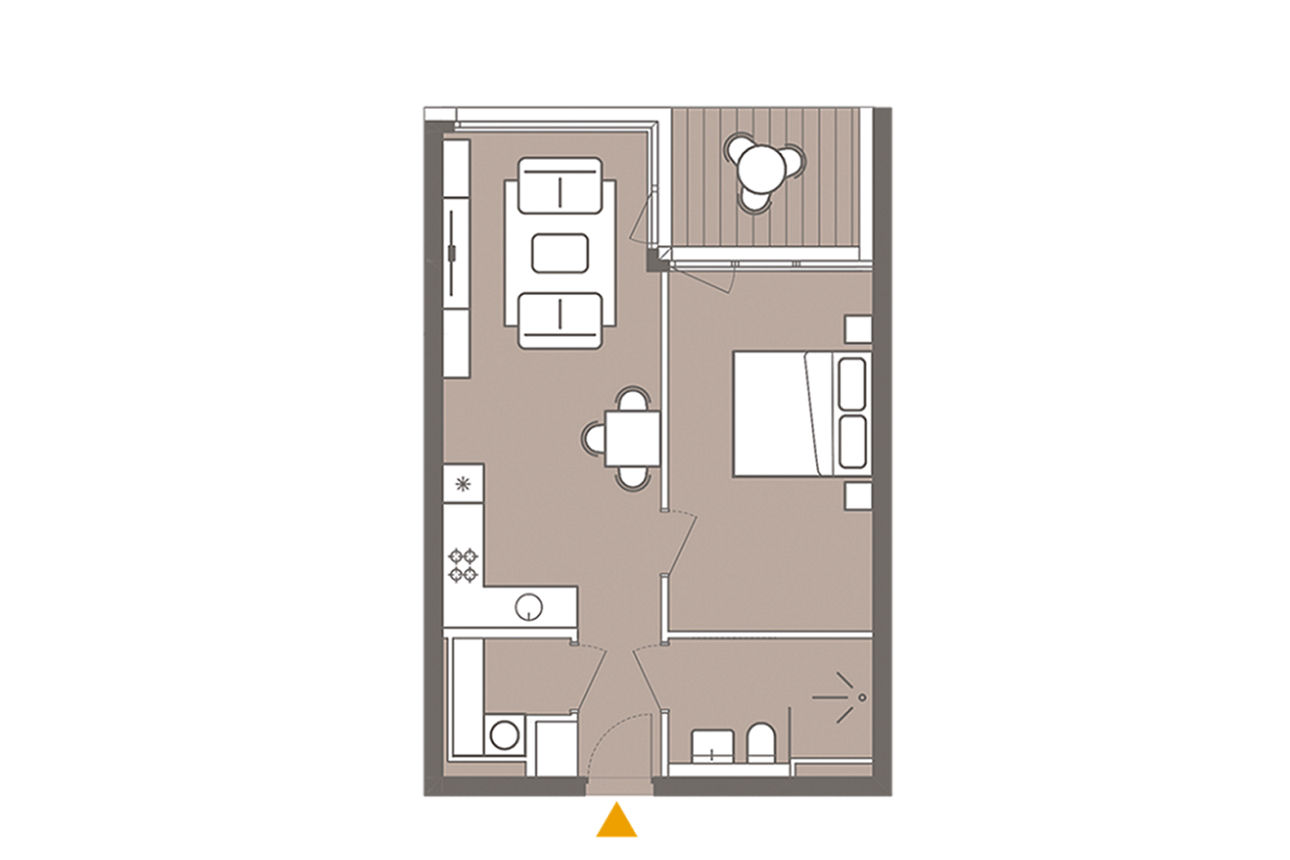 Grundriss einer 2-Zimmer-Wohnung