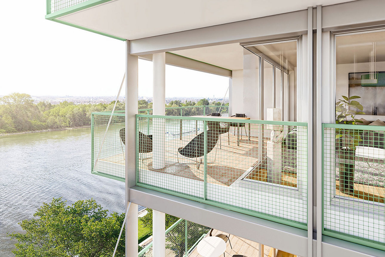 Visualisierung des Bauprojektes Rheinwiesen living 