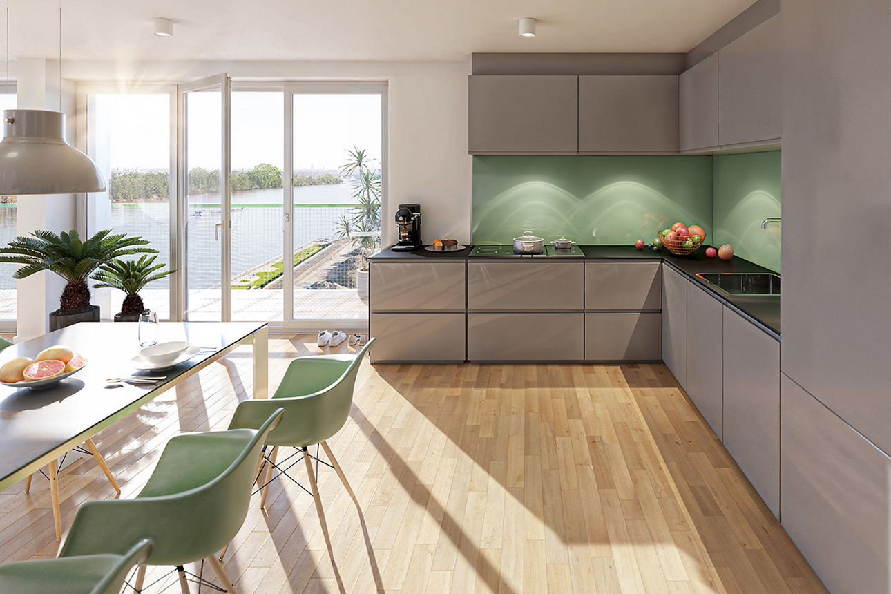 Visualisierung des Bauprojektes Rheinwiesen living 